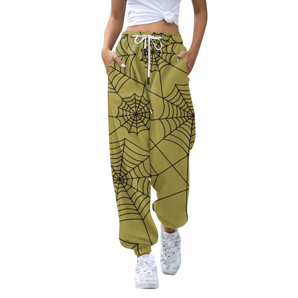 Women's Casual Fashion Halloween Printed Leisure Pants Sweatpants Trousers Drawstring Elastic Waist Drawstring Drawstring Pants
