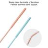 2 Pcs Reusable Silicone Straw Brush with Stainless Steel Bar Extra Long Pipe Cleaner Brush Straw Bottle Drink Lid Cleaning Brush Drinking Straw