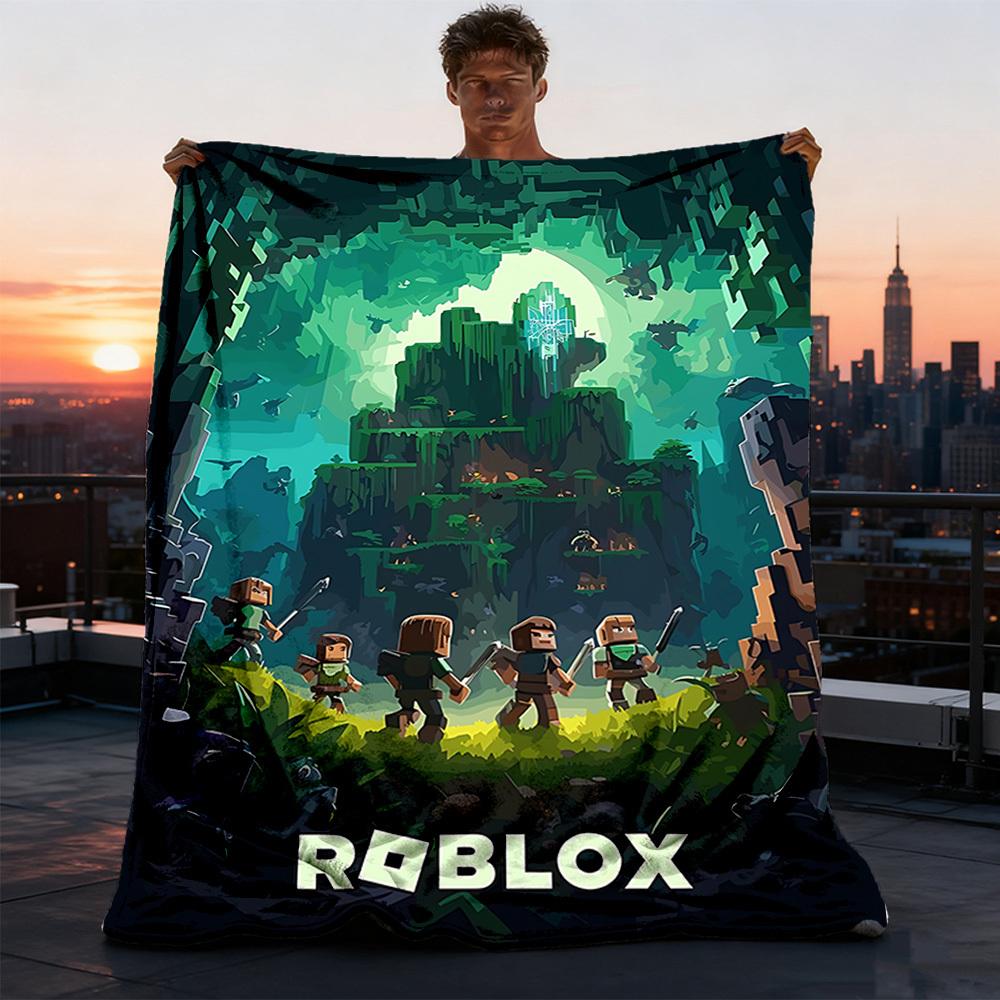1 шт. Фланелевое одеяло Roblox Adventure Outdoor для девочек, мягкое, легкое, идеально подходит для кемпинга и в качестве подарка, цифровое