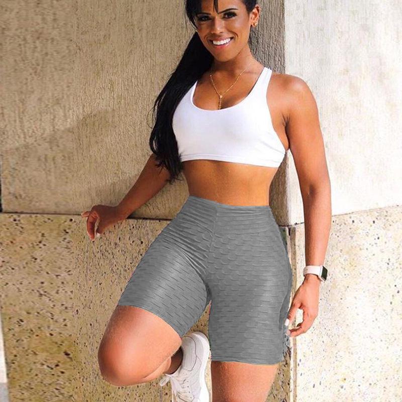 Женские брюки с пятью точками, однотонные брюки для бега для фитнеса, брюки с пузырьками, леггинсы с высокой талией и бедрами