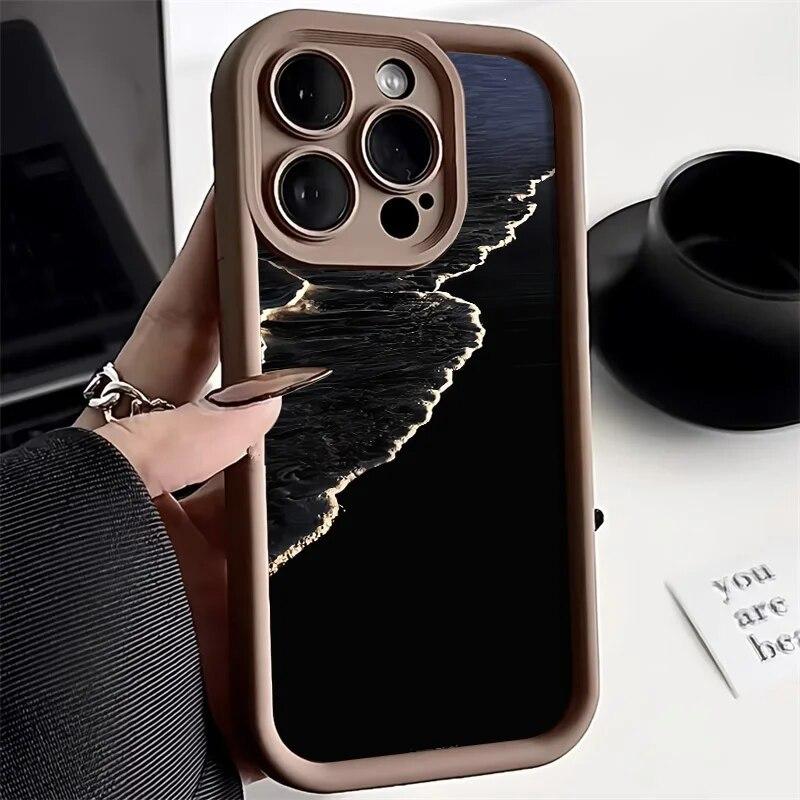 Мягкий чехол для телефона iPhone 15 Pro, чехол для iPhone 11 12 13 14 Pro Max XR XS X 7 8 Plus SE, противоударный силиконовый чехол с морской волной