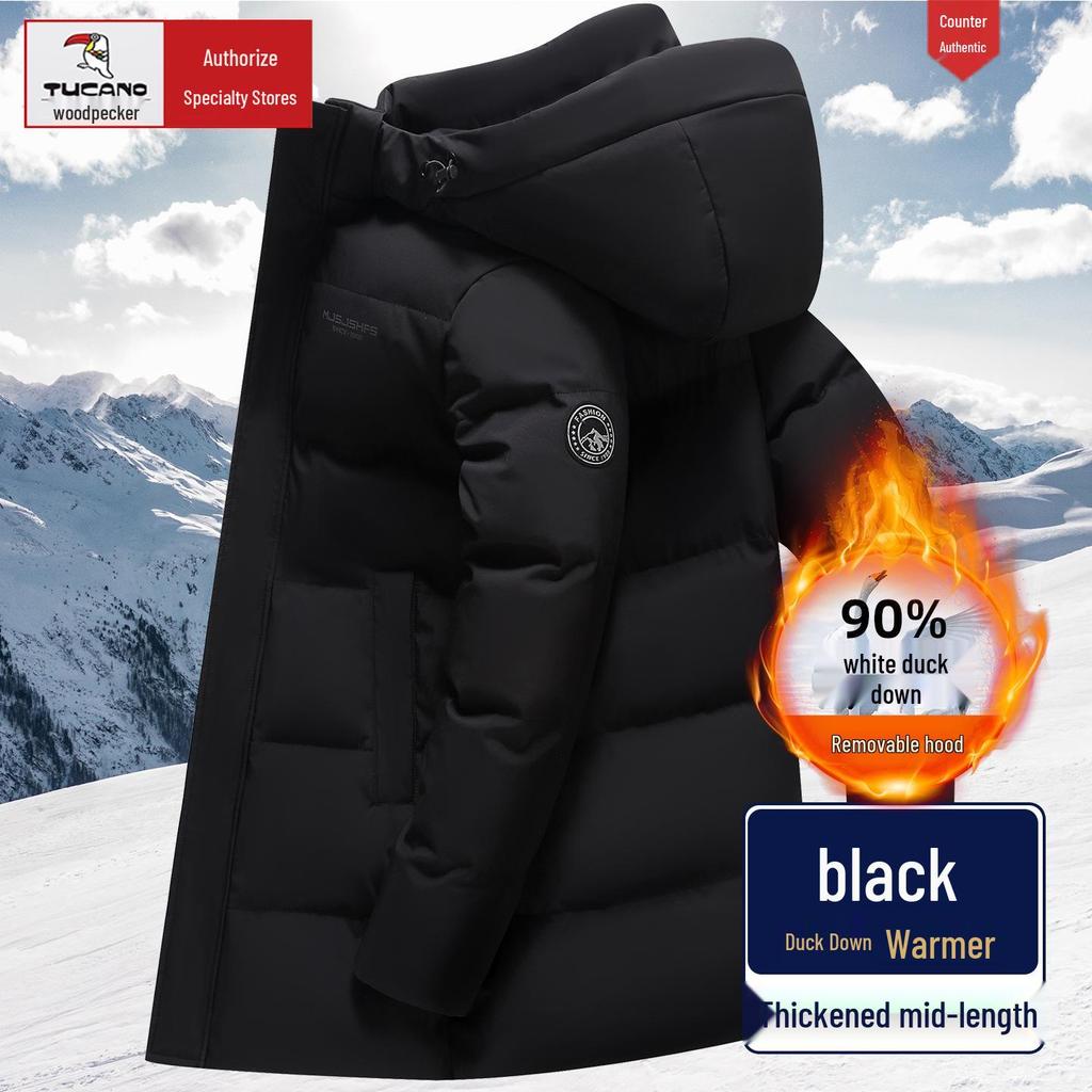 Мужская зимняя пуховая куртка Woodpecker средней длины - Утепленная, теплая верхняя одежда для людей среднего и пожилого возраста
