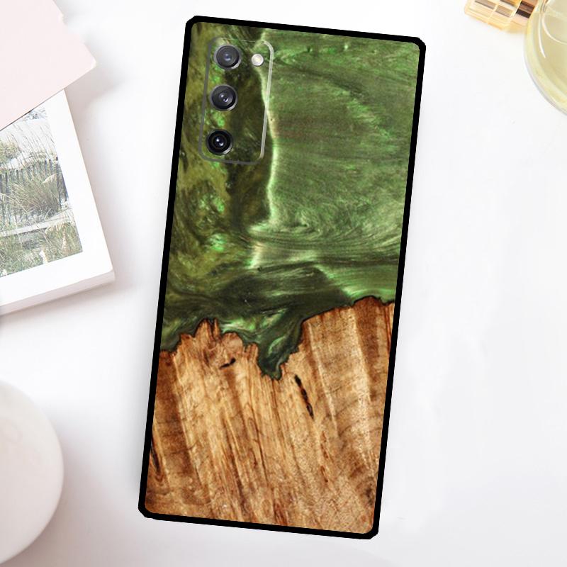 Гибридный чехол для телефона из дерева и смолы для Samsung Galaxy S23 S24 Ultra S22 S20 S21 FE Note 20 10 S8 S9 S10 Plus