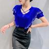 2025 Spring Mesh Fashion Hollow-Out Ruffle Long Sleeve Women's Top
