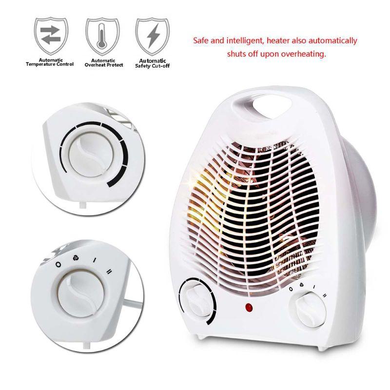 Portable Electric Space Heater with Thermostat, 2000W Safe Quiet Dual Purpose Heater Fan for Office Room Desk Indoor Use