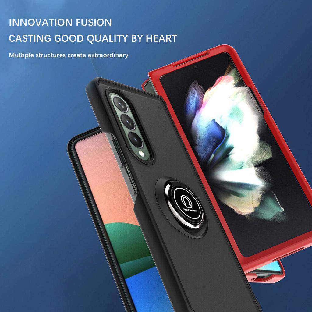 Противоударный матовый чехол для телефона Samsung Galaxy Z Fold 6 5 4 3 защитный чехол кольцо подставка держатель бизнес полная защита
