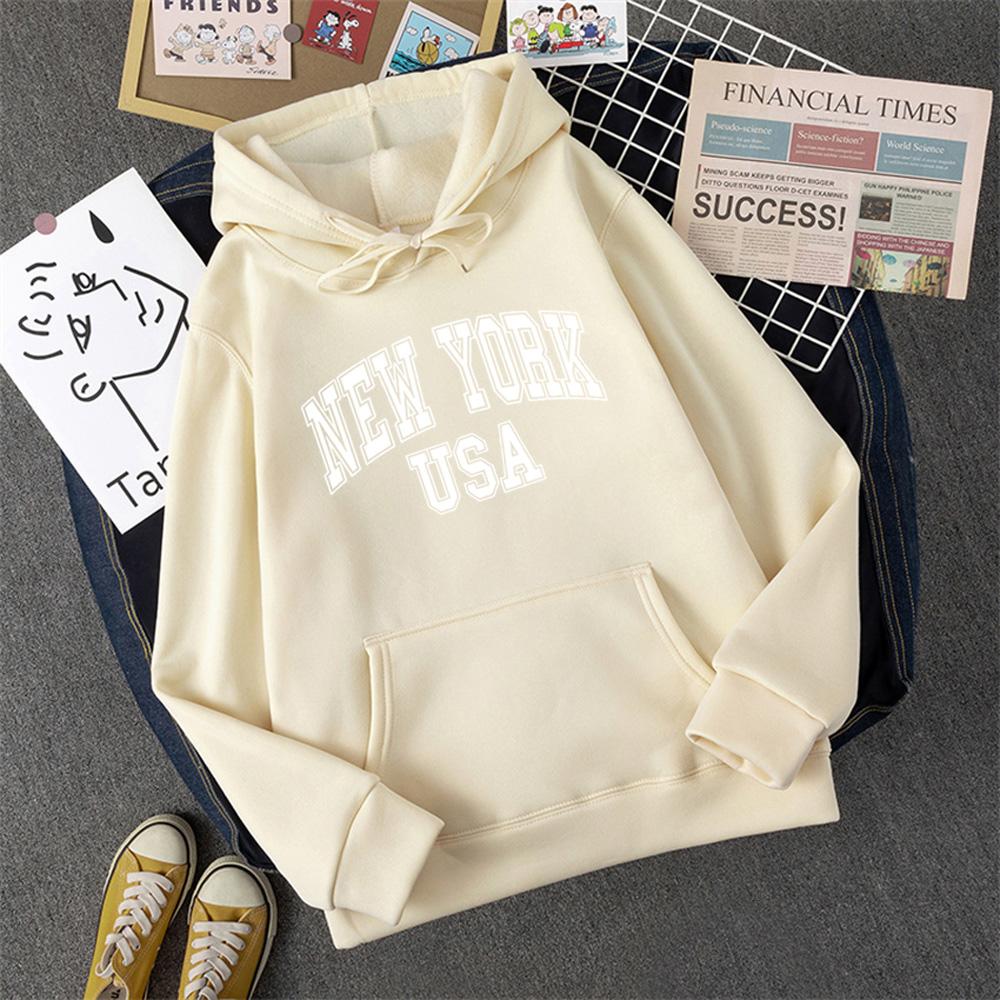 NEW YORK USA Женская толстовка с капюшоном уличная повседневная свободная толстовка осенняя флисовая с капюшоном хип-хоп O-образным вырезом женская одежда