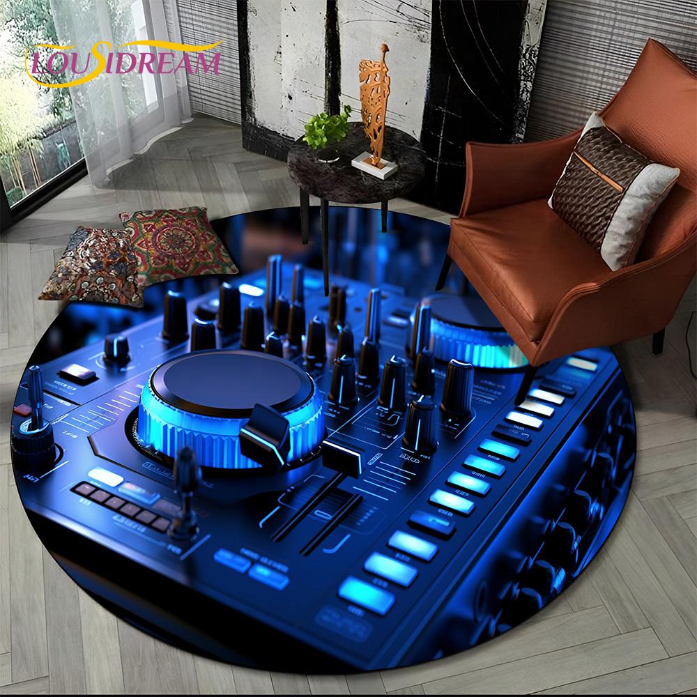 3D Виниловая пластинка Музыка DJ Экранная Лента HD Круглый Ковер, Ковер для Гостиной Спальни Дивана Игровой Комнаты, Нескользящий Коврик для Пола