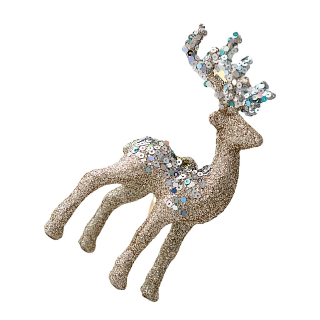 Christmas Elk Deer Pendant Sequins Flocked Reindeer Ornament for Christmas Tree Hanging Pendants Home Desktop Decoration