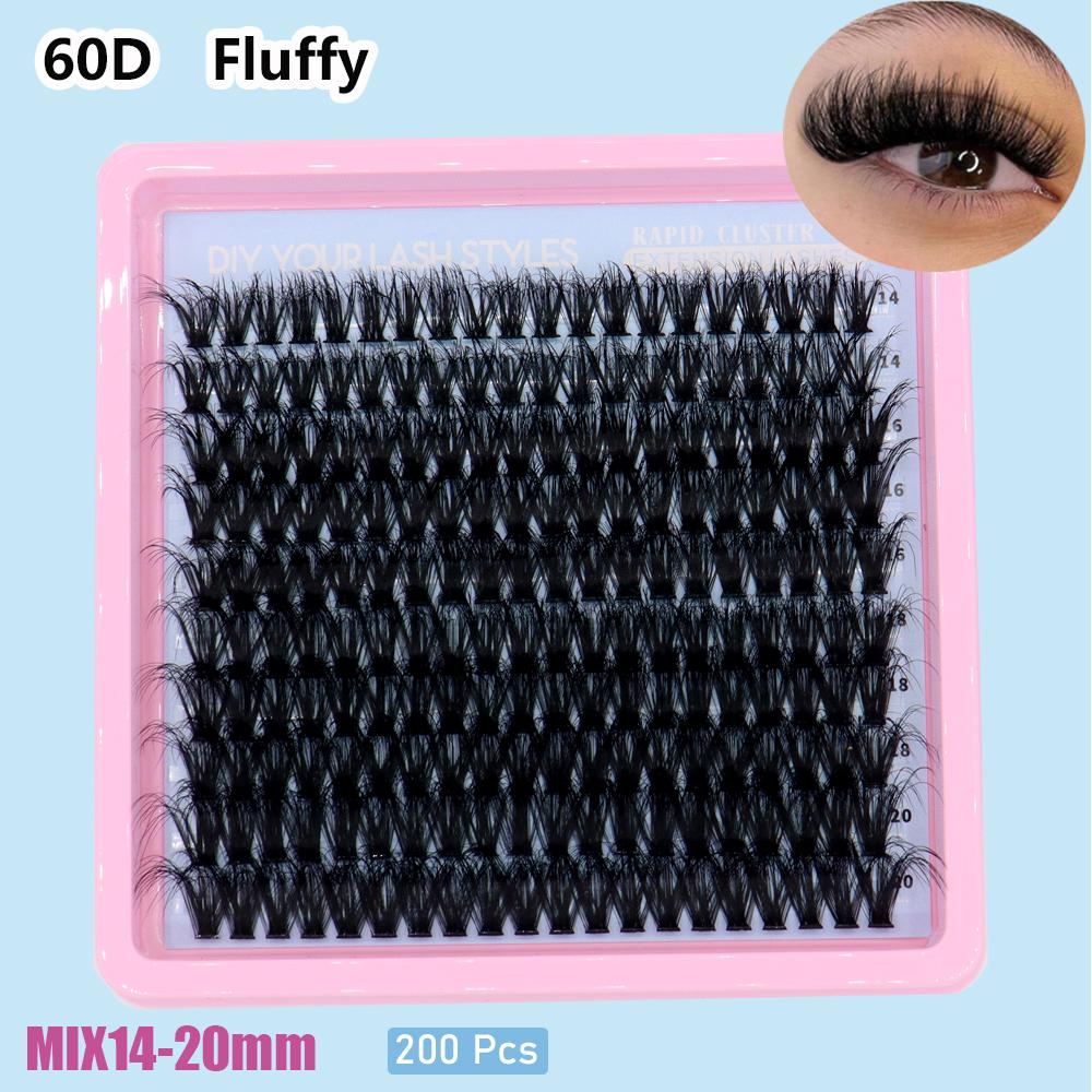 Черные пучковые ресницы, 10 рядов, термоклеевые ресницы CC/D/DD из меха норки, с длинными глазами.