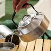 1L/1.5L Stainless Steel Camping Kettle Portable Outdoor Durable Boiling Water Pot Picnic Tableware Set Cookware Supplies.
