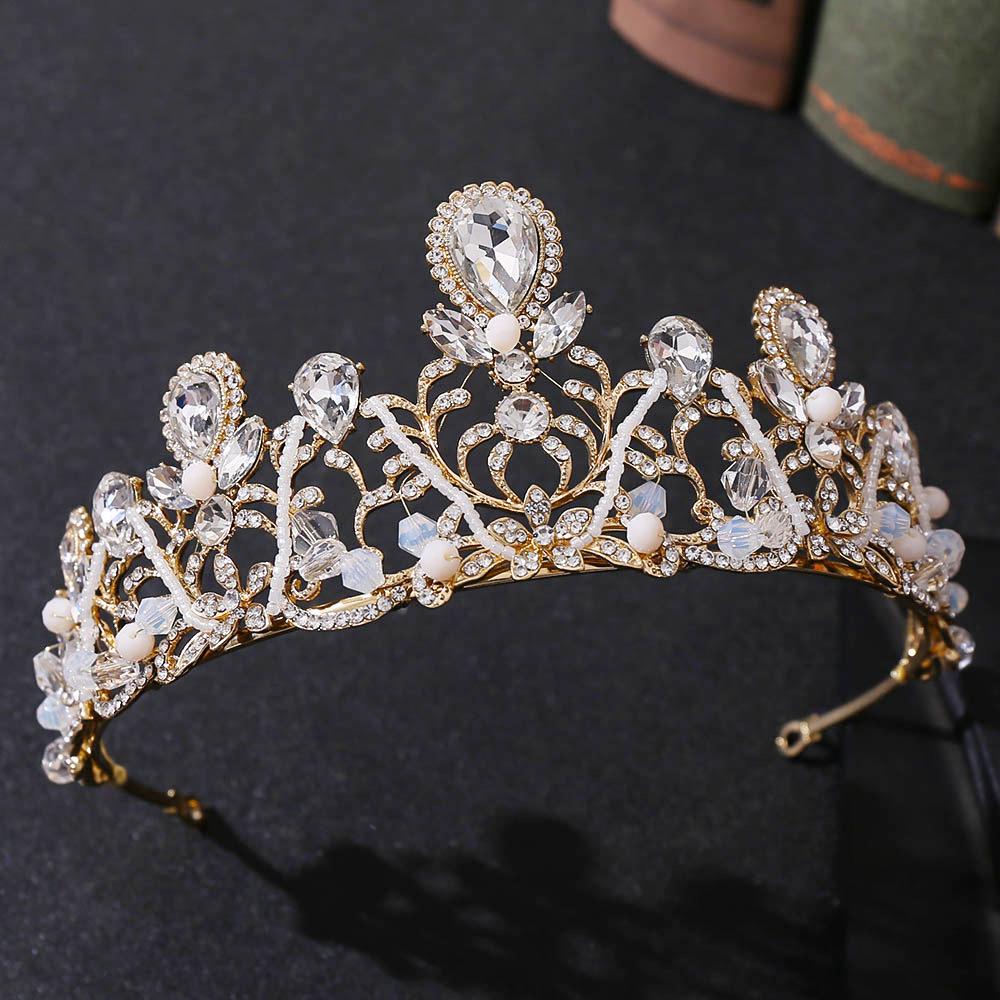 New Bridal Crown Handmade Crystal Tiara Inlaid with Diamonds Luxury Crown Wedding Tiara Accessories Headband