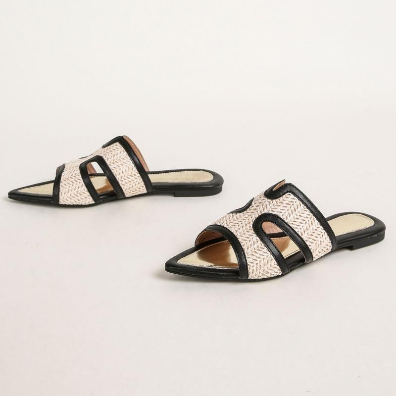 Fashion Fashion Pointed Toe Flat Sandals Women 36-43 Large Size Open-toe Women Sandals Summer Comfortable Non-slip Vacation Beach Shoes