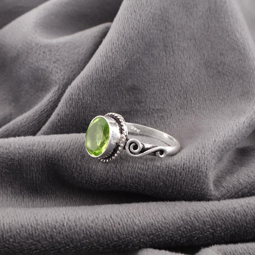 Peridot Ring Gemstone Jewelry, 925 Solid Sterling Silver Ring, Handmade Jewelry Birthstone Ring, Gift For Her