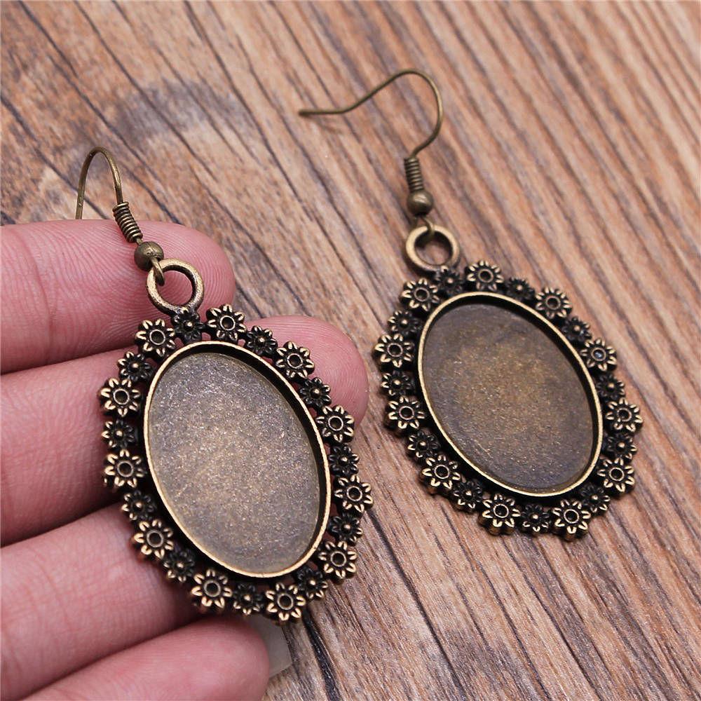 Oval Ear Hook Glass Cabochon Base Setting Tray Drop & Dangle Earring Women's Jewellery Party Boho Findings & Components
