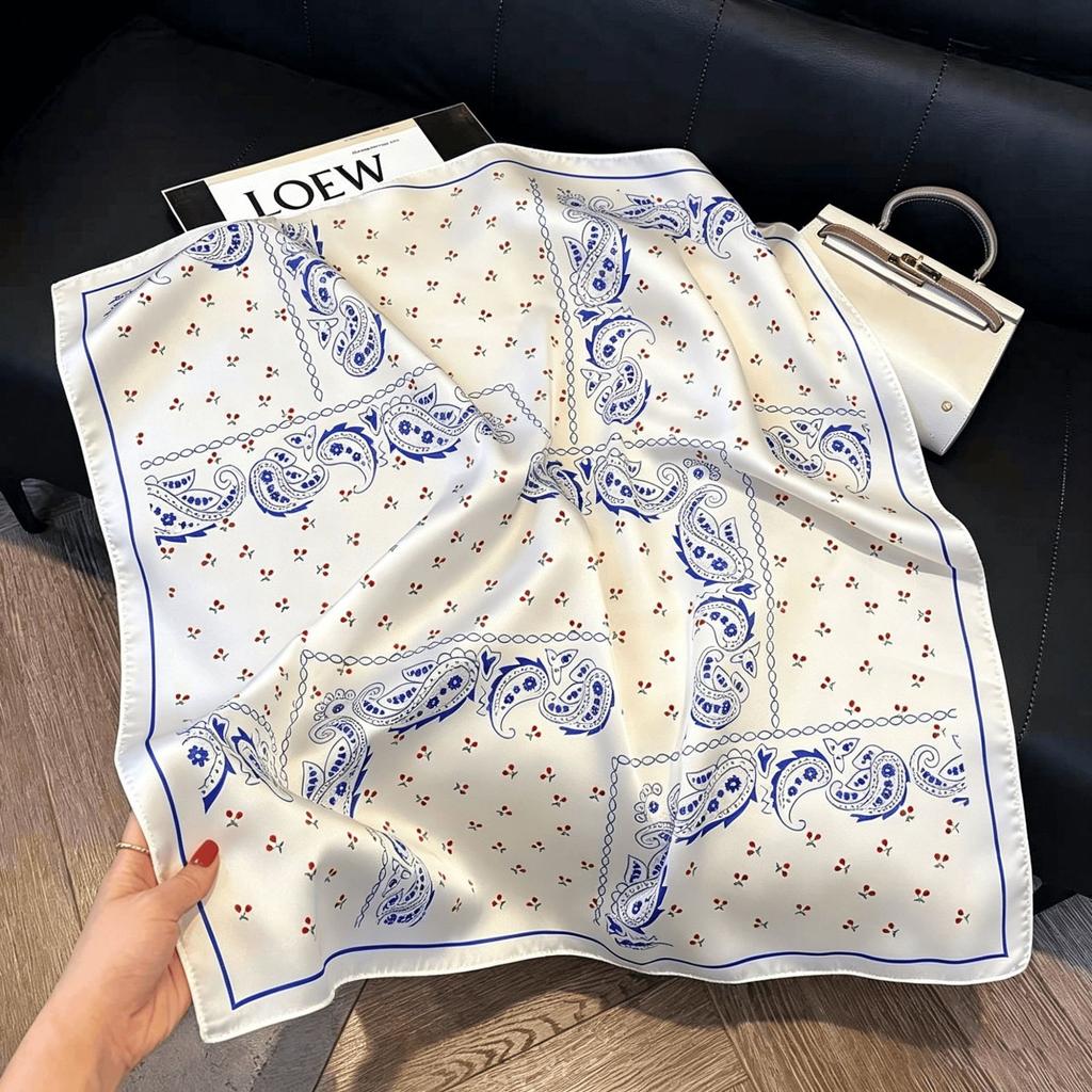Silk scarf small square scarf feeling headband tied hair spring summer autumn feeling trend versatile fashion tied bag scarf scarf