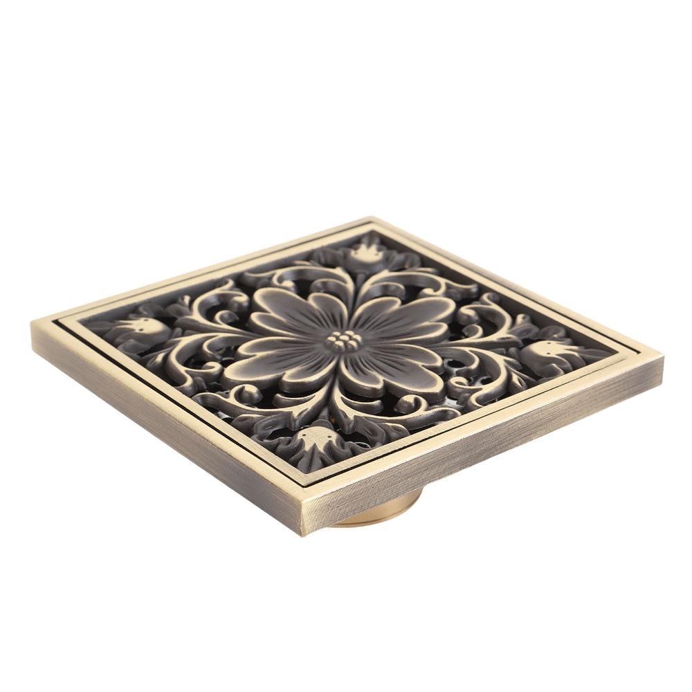Square Shape Floor Drain Brass Material Filter Floor Drain Easy Clean Drain Strainer Shower Room