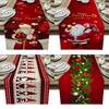 Christmas Table Runner Linen Red Plaid Party Kitchen Table Decoration Long Tablecloth