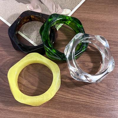 Винтажные Полигональные Акриловые Смоляные Массивные Браслеты для Женщин Kpop Геометрические Браслеты-Шармы Парные Украшения Pulseras