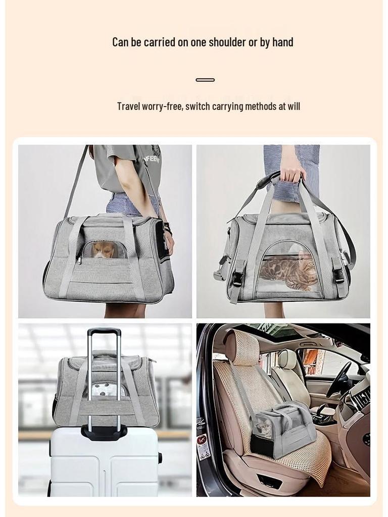 Foldable Breathable Pet Carrier: Large Capacity, Portable Bag for Small Cats - Ideal for Outdoor and Car Travel