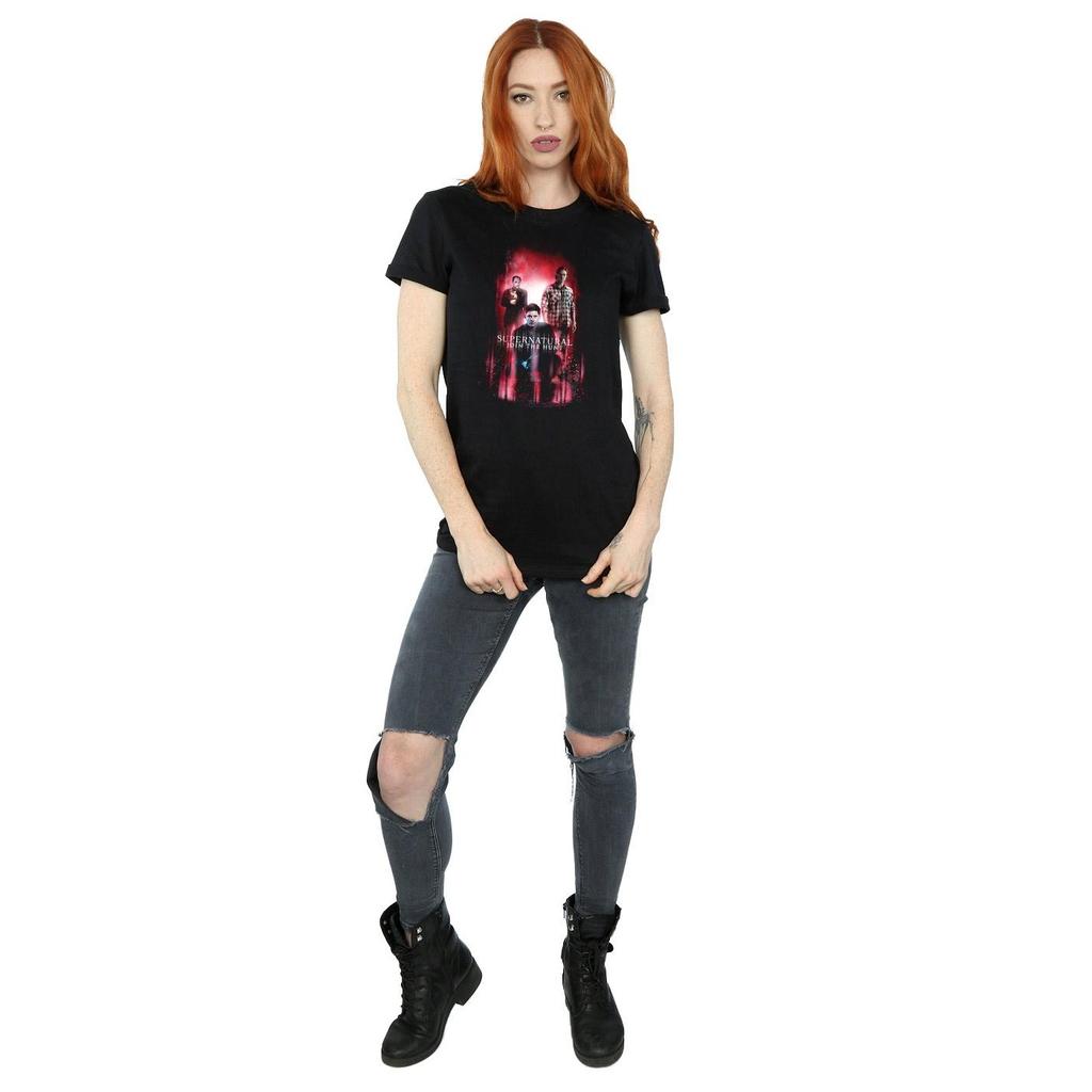 Supernatural Womens/Ladies Group Crowley Cotton Boyfriend T-Shirt