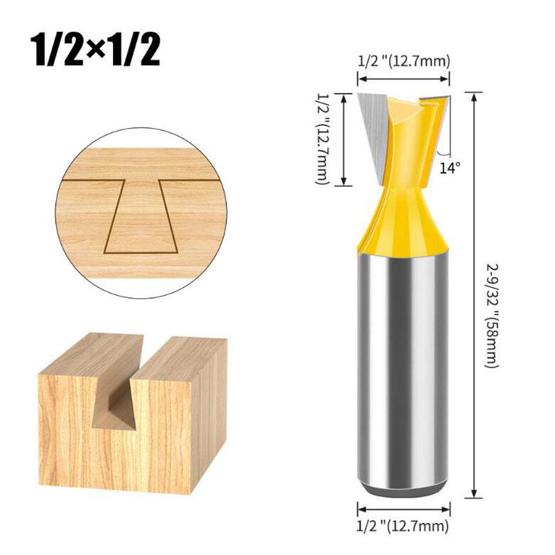 Набор из 5 шт. 12 мм 1/2-дюймовых хвостовиков для соединения «ласточкин хвост» 14 градусов для деревообработки, гравировки, фрезы для дерева