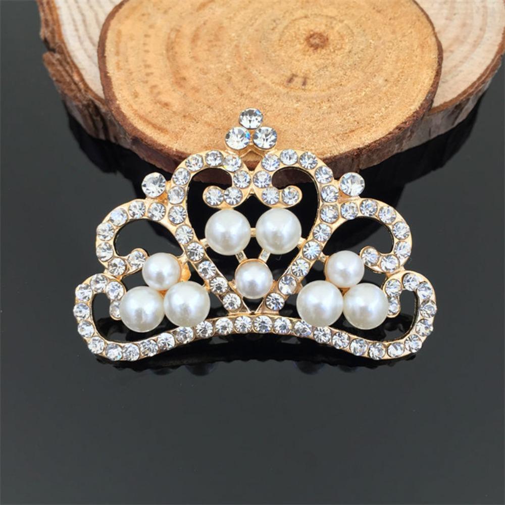 10Pcs Glamorous Crystal Pearl Crown Silver/Gold Clothing Sewing Accessories Bridal