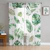 Тропические листья Пальма Зеленое растение Белый Тюль Прозрачные оконные шторы для гостиной Спальня Вуаль из органзы Шторы Портьеры