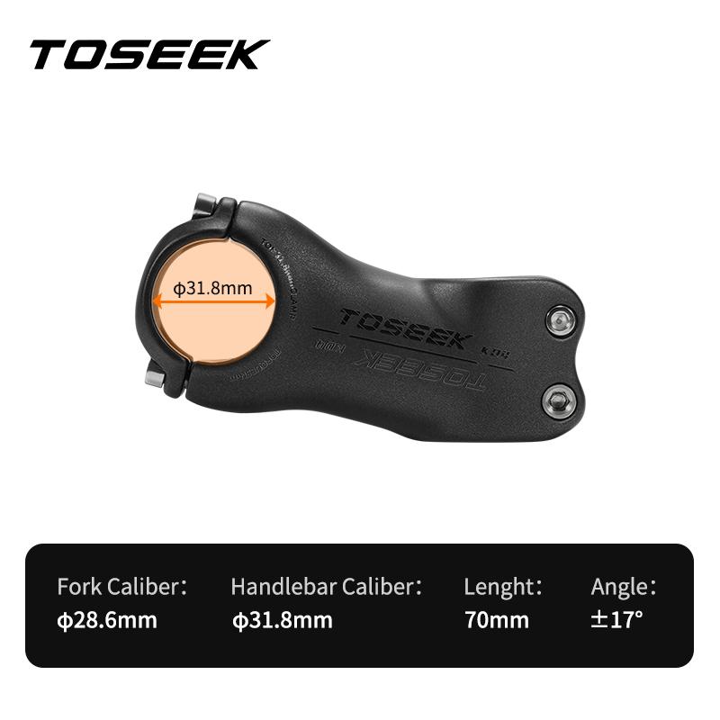 TOSEEK T700 Carbon Fiber Road Mountain Gravel Bike Stems 31.8mm Handlebar Clamp 28.6mm Steerer Clamp 6/17 Degree Bicycle Stem