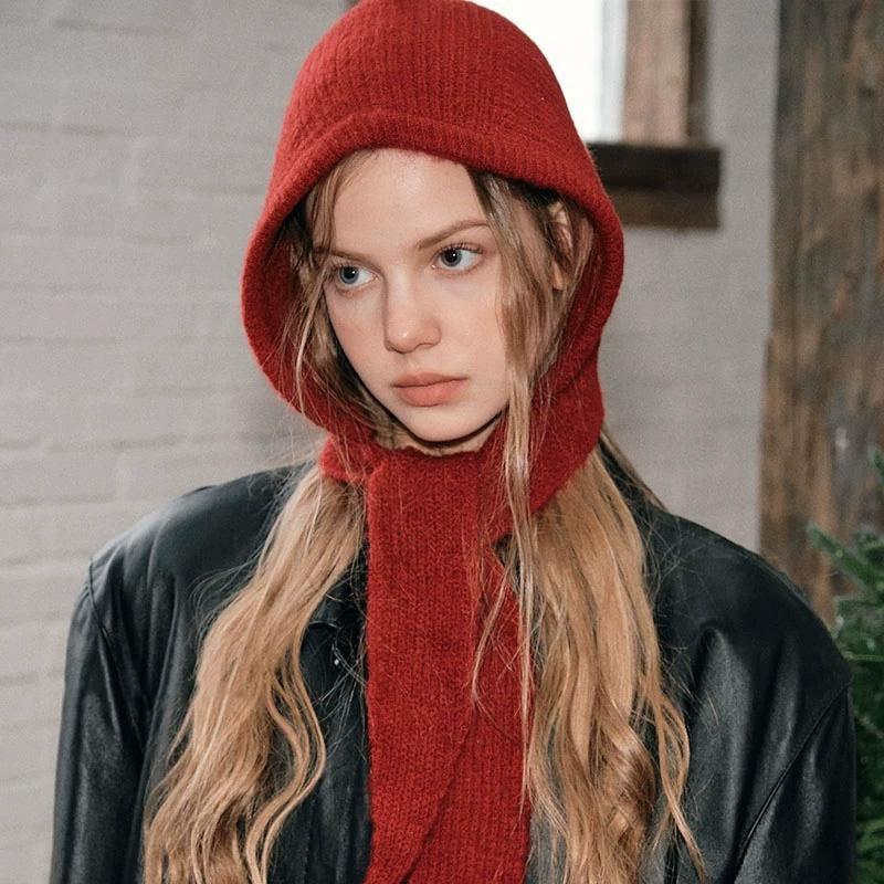 1 шт. Вязаная теплая балаклава Зимняя шерстяная Ретро защита ушей Шарф Хлопковые смеси