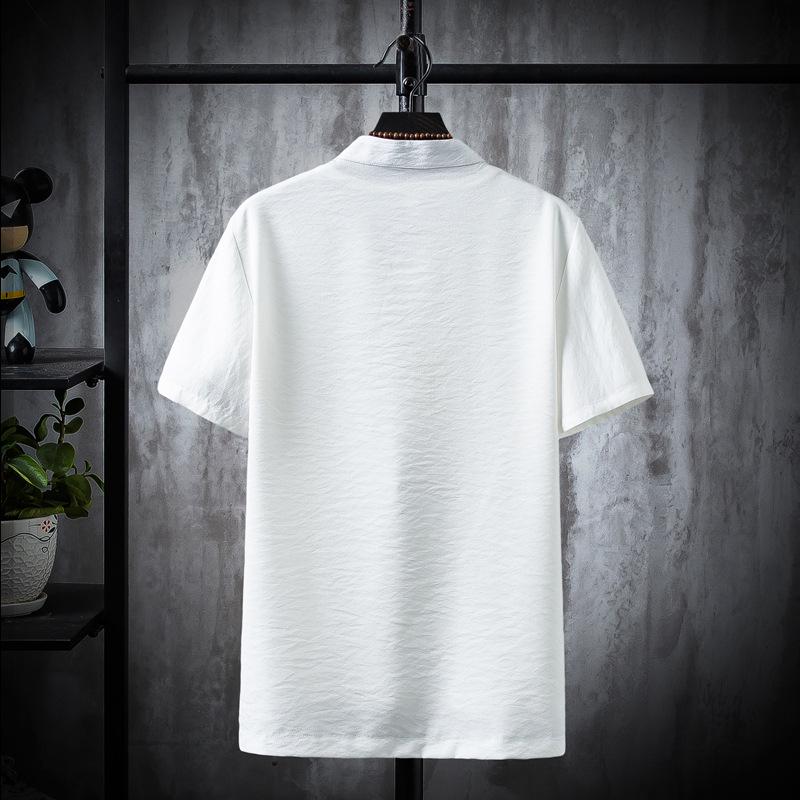 Ice Silk Summer Men's Cotton Linen T-Shirt & Long Pants Set - Casual Solid Color, Plus Size Available