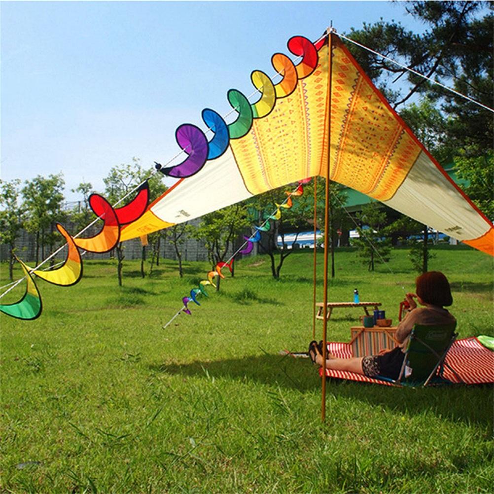 Spiral Rainbow Wind Strip Windmill Colorful Wind Chime for Garden Home Outdoor Camping Tent