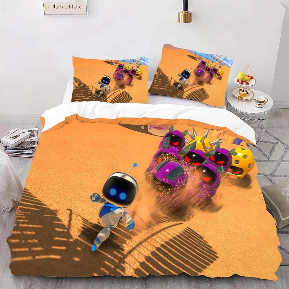 Astro Bot Cute Cartoon Bedding Set Duvet Cover Pillow Case Single Double King Size Adult Boys Bedroom