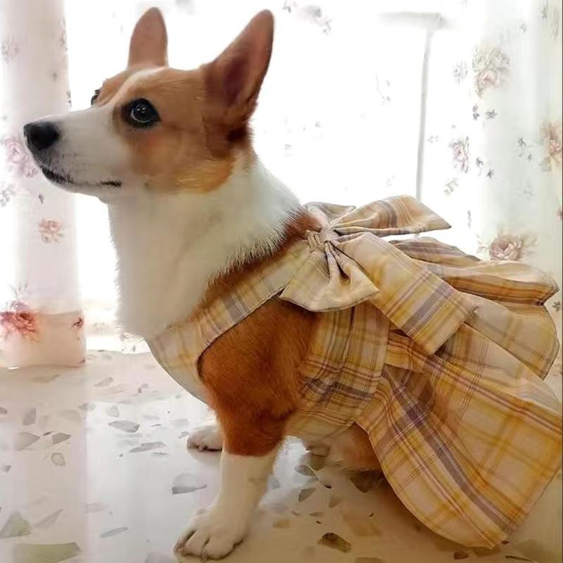 Sweet Plaid Sphynx Cat Dress Vest with Harness Leash Outdoor Pet Clothes for Cats Gotas Skirts Katten Kleding Vestidos Perrita