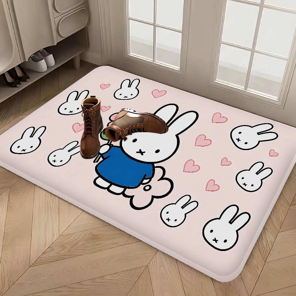 M-Miffy Kawaii Bathroom Mat Non-Slip Laundry Room Mat Laundry Decor Balcony Child Living Room Toilet Rug