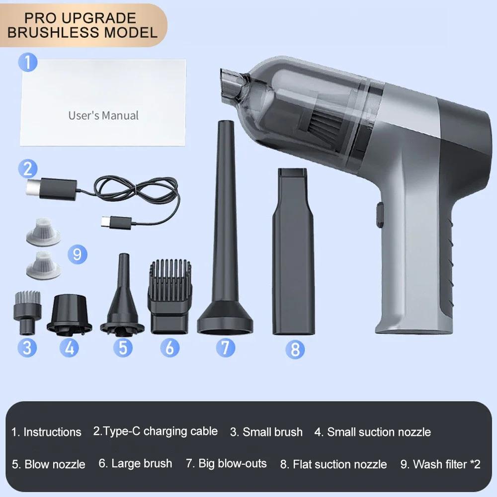 4 в 1 беспроводной автомобильный пылесос мини-пылесос ручной вакуумный насос для дома портативный беспроводной мощный всасывающий 100000 об/мин