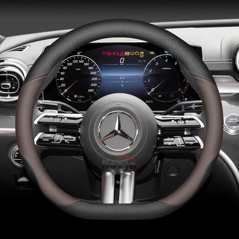 Leather Car Steering Wheel Cover for Mercedes-Benz S GLE GLE GLC E GLA 250e 300e 500e 600e 350e 450e 400e eSprinter Accessory BH1