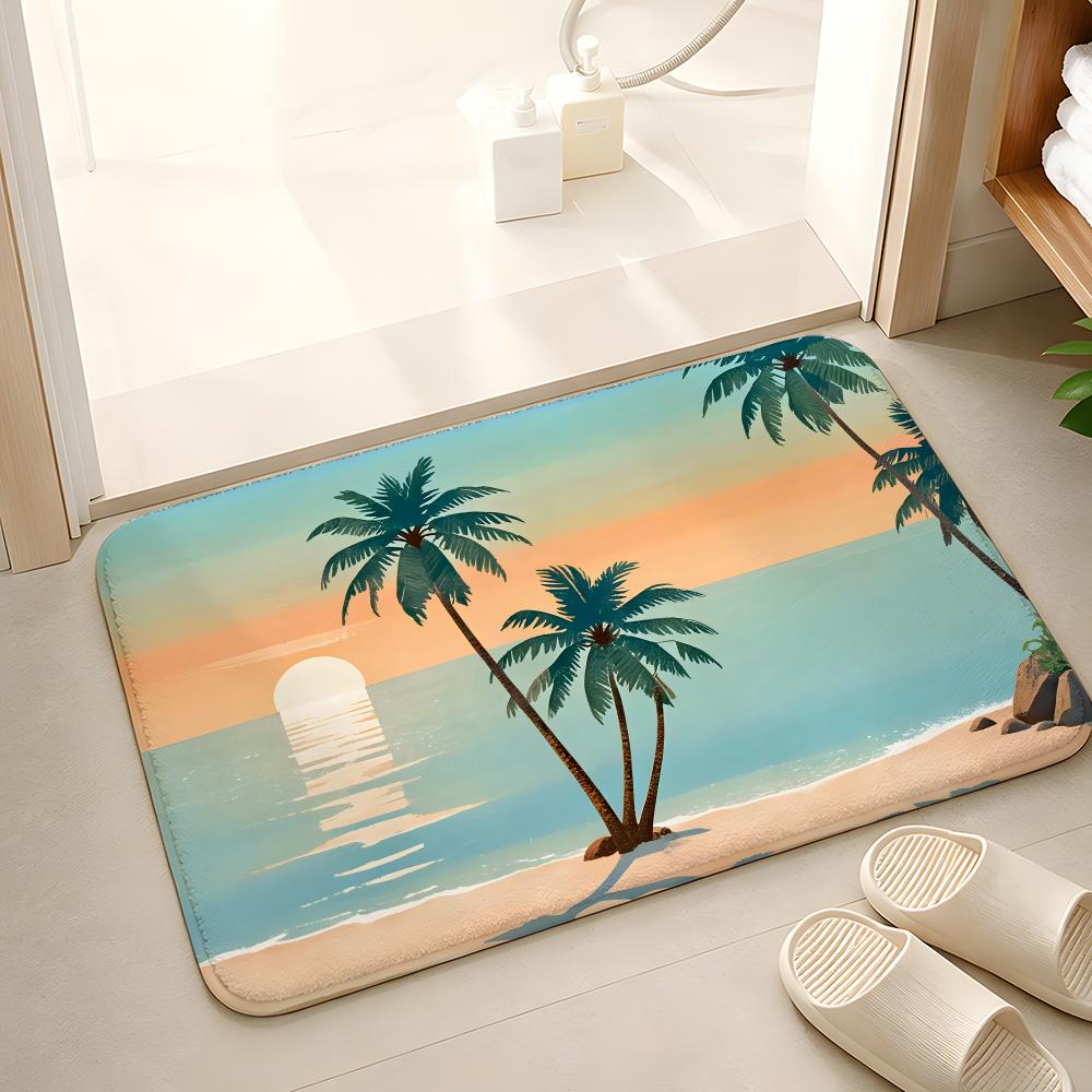 Summer beach Art Floor Mat Floor Mat Soft Flannel Non-Slip Door Rug for Living Room