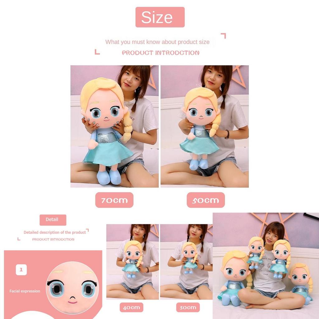 Disney Frozen Anna Elsa Plush Toy Soft Stuffed Doll For Room Decoration Skin-friendly And Collectible