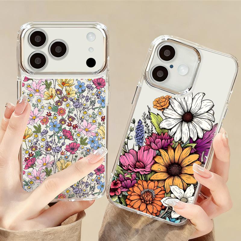 Чехол INS с принтом подсолнуха для iPhone 17 Pro Max iPhone 16 15 14 13 Pro Max 11 17e 16e Покрытие Рамка для камеры Прозрачная Мягкая силиконовая задняя крышка