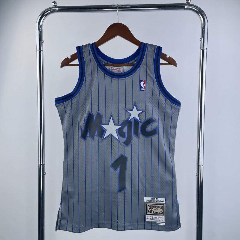 MN Vintage Basketball Jersey 94 Season Magic Team White Black 1 32 Number Heat Pressed