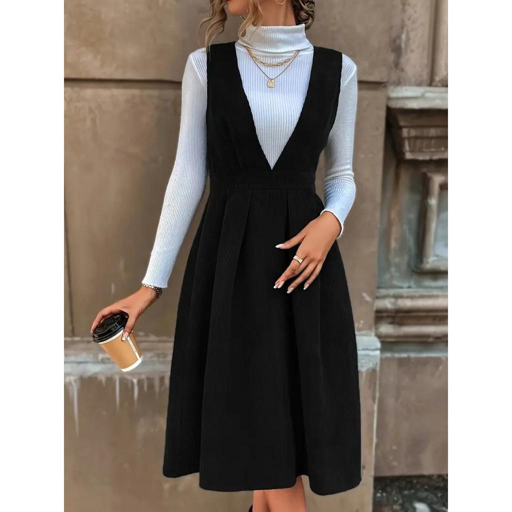 New Fashion Sweet Mori Style Elegant Corduroy Dress For Autumn Winter