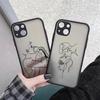 Minimalist Line Art Shockproof Matte Phone Case For Iphone 14 11 12 13 Pro Max Mini 7 8 Plus XR X S Cover Love Couple Funda Case