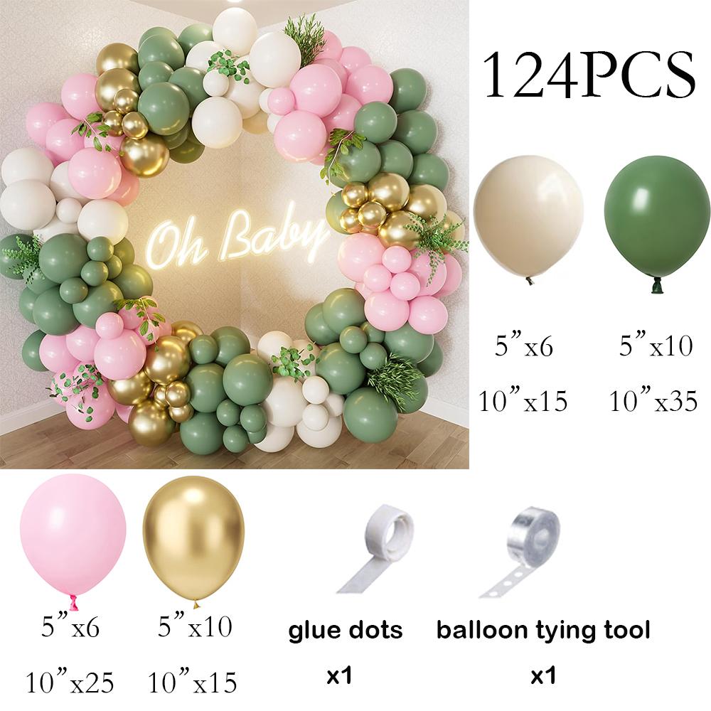 Sage Green Balloons Garlans White Sand Pastel Pink Gold Balloon Arch Kit Baby Shower Gender Reveal Kid Birthday Party Decoration