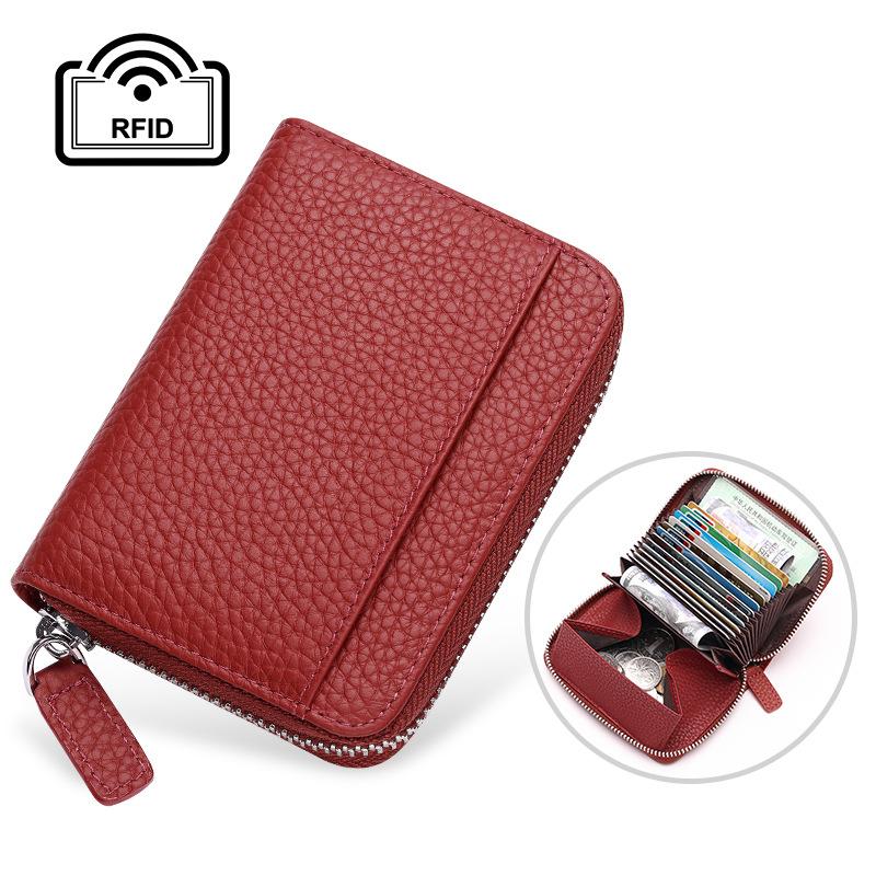 Rfid Card Holder 100% Genuine Leather Business Card Wallet Organ Card Bag Female Bag Japanese