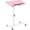 Portable Multifunctional Removable Laptop Desk with Wheels Bed Sofa Books Snack Pink