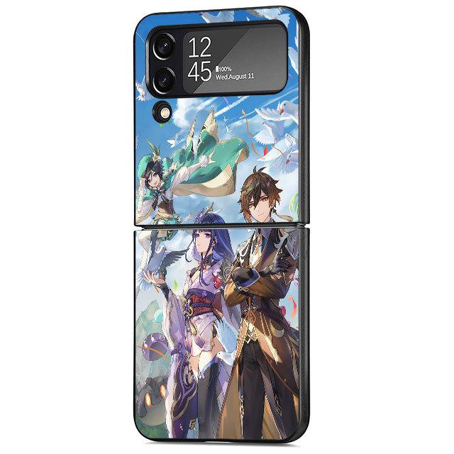 Аниме Genshin Impact чехол для телефона для Samsung Galaxy Z Flip 3 5g Zflip Z Flip 4 Zflip3 Flip4 Защитный чехол Жесткий чехол для ПК