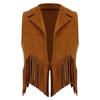 Жилет для девочек с бахромой в стиле хиппи 70-х годов, верхняя одежда без рукавов в стиле ковбой из искусственной замши с кисточками в стиле вестерн