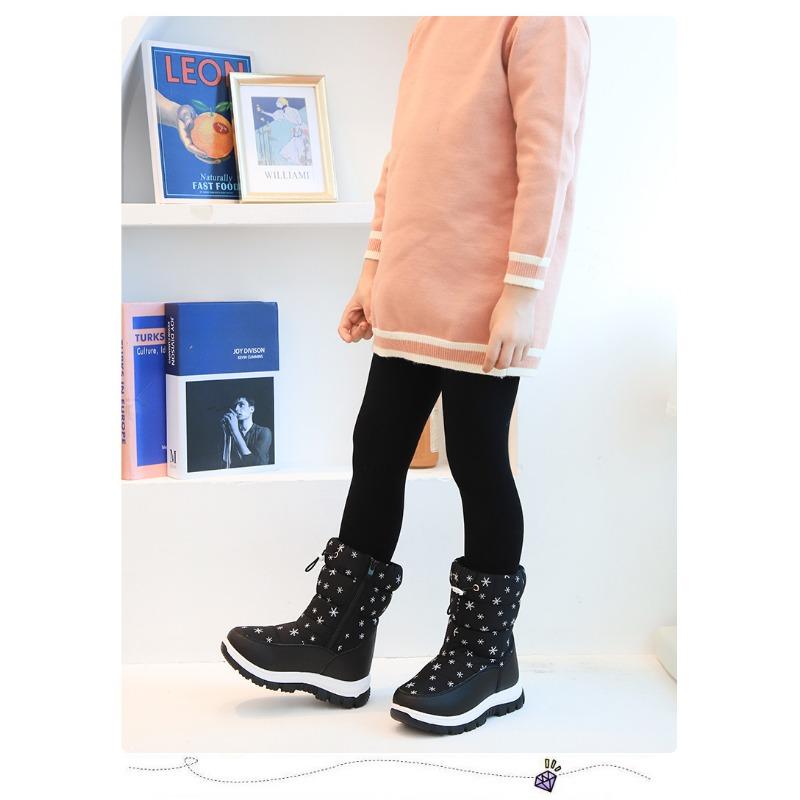 Модные универсальные новые детские зимние ботинки, высокие ботинки со снежинками, симпатичные хлопковые ботинки, повседневные теплые ботинки с мягкой подошвой