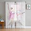 Woman Ballet Eiffel Tower Tulle Curtains Balcony Room Fashion Printed Sheer Curtain Living Room Window Modern Decor